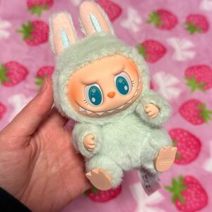 LIKE NEW Labubu “Have a Seat” Green QuQu Plush Keychain Kawaii popmart